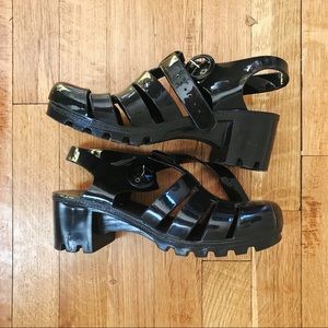 Black Heeled Jelly Sandals